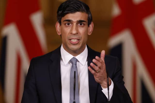 Chancellor Rishi Sunak was flanked by Union flags when he spoke after this month's Budget.