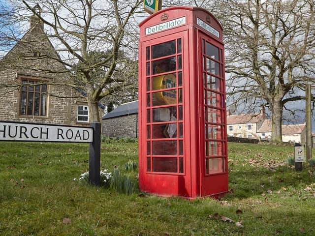 The repurposed phonebox in Patrick Brompton, near Bedale