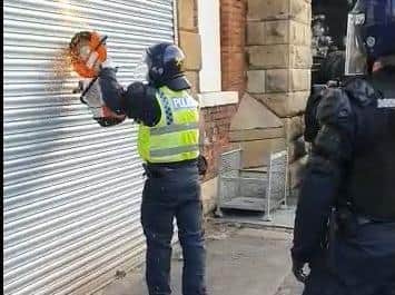The police raid took place in Wicker, Sheffield on Monday.