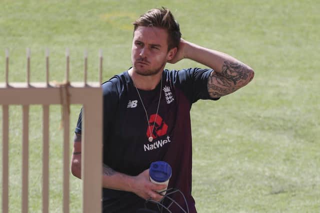 England's Jason Roy pictured during Monday's practise session ahead of the third Twenty20 international against India in Ahmedabad. Picture: AP/Aijaz Rahi