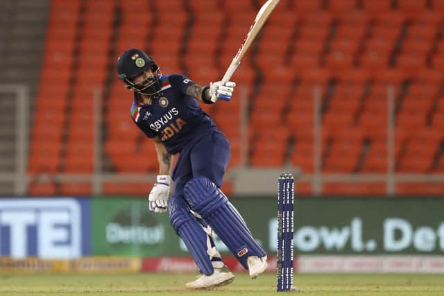 Captain's knock: India Virat Kohli did his best to keep the scoreboard ticking over. (AP Photo/Aijaz Rahi)