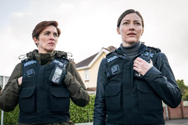 Vicky McClure as DI Kate Fleming, Kelly Macdonald as DCI Joanne Davidson. Picture: PA Photo/BBC/World Productions/Steffan Hill.