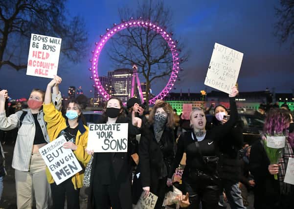 Campaigners from Reclaim The Streets  have been protesting in London in the wake of the Sarah Everard murder inquiry.