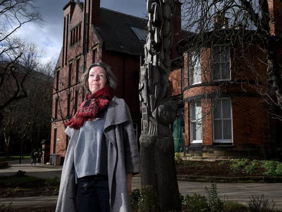 Professor Bridget Bennett outside the house in Leeds where Wilson Armistead lived. (Picture: Simon Hulme).