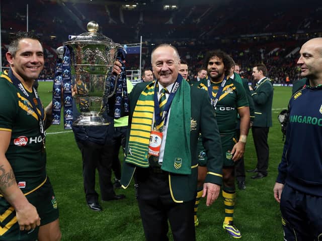 Tim Sheens after winning the 2013 World Cup with Australia (VAUGHAN RIDLEY/SWPIX)