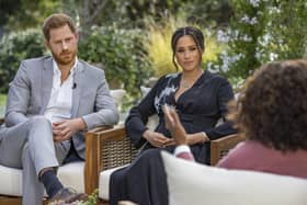 The Duke and Duchess of Sussex during their interview with Oprah Winfrey.
