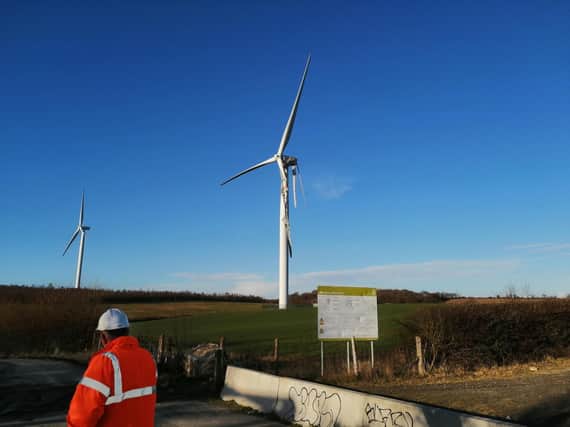 The damage to the wind turbine (Pic: Coun Kevin Osbourne)