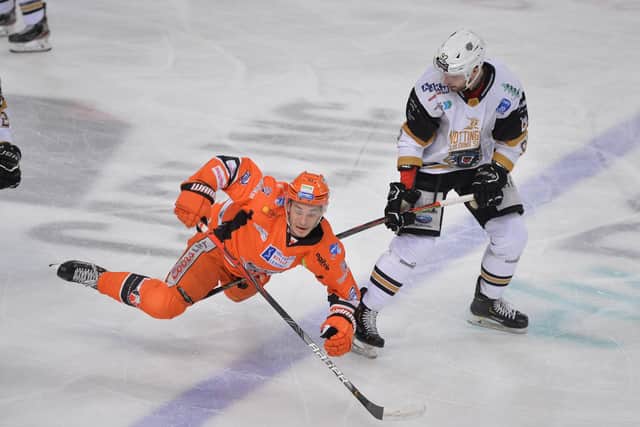 ALL ACTION: Tanner Eberle will be back in a Sheffield Steelers'shirt for the Elite Series. Picture courtesy of Dean Woolley.