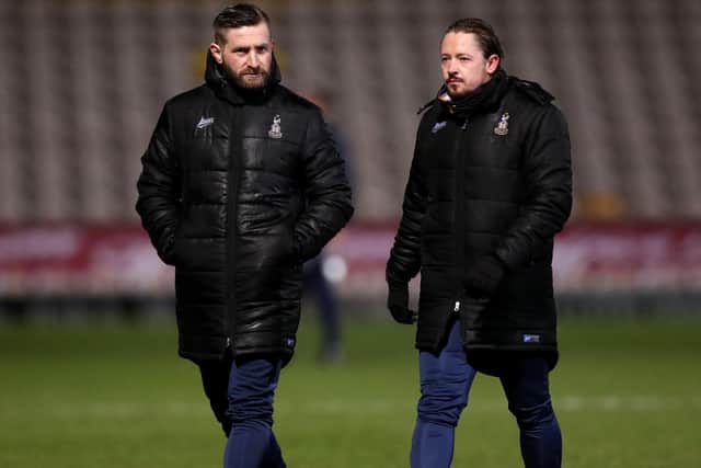 PUSHING ON: Mark Trueman and Conor Sellars, joint managers of Bradford City. Picture: George Wood/Getty Images