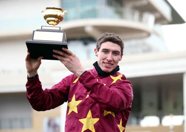Jack Kennedy celebrates the Gold Cup win of Minella Indo.
