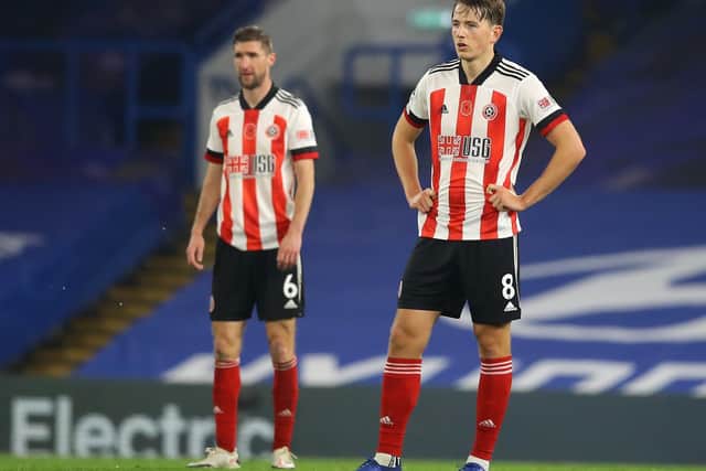 Sheffield United duo Sander Berge and Chris Basham suffered a painful defeat at Chelsea in November.  Picture: David Klein/Sportimage