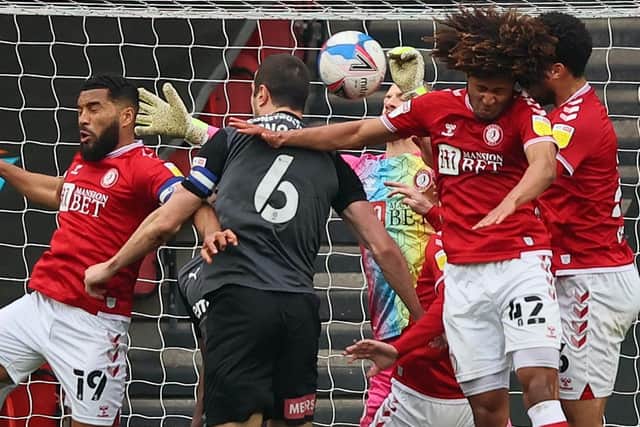 Rotherham United skipper Richard Wood heads the ball goalwards to put his side 2-0 up at Bristol City. Pictures: Getty Images