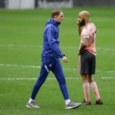 MISS: David McGoldrick ponders defeat at full-time. The Sheffield United striker missed a great chance to potentially take Thomas Tuchel's Chelsea to extra-time