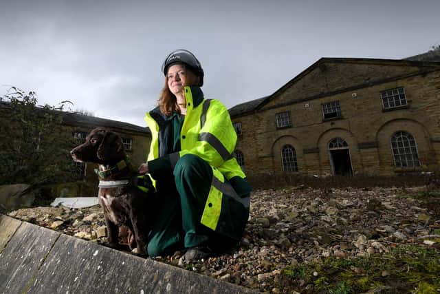 Rothound handler Isabel Mar pictured with her dog Pip at the Camellia House, at Wentworth Woodhouse, Rotherham. Picture by Simon Hulme
