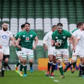 Motoring: Iain Henderson of Ireland makes a break during the win over England in Dublin. (Photo by Niall Carson - Pool/Getty Images)