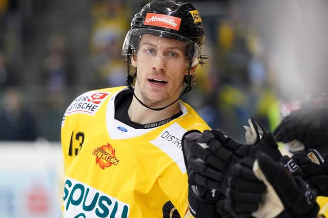 NEW EXPERIENCE: Sondre Olden celebrates a goal for Vienna Capitals against EBEL rivals EC Redbull Salzburg in February last year. Picture: Stephan Woldron/Getty Images