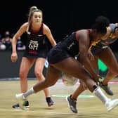 Standing firm: Leeds Rhinos' goal defence Vicki Oyesola, right (Photo by Jan Kruger/Getty Images for Vitality Netball Superleague)
