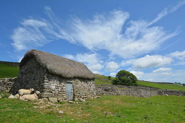 The award-winning Hogg House with heather thatch roof which the owners Daggerstones restored