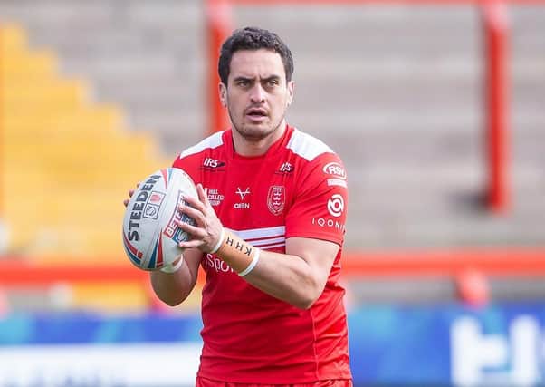 Injury doubt: Brad Takairangi’s competitive debut for Hull KR could be delayed after he picked up an injury in training ahead of the club’s Super League opener against Catalans on Saturday. (Picture: SWPix.com)