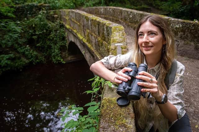 Dr Natasha Ellison pictured in the Rivelin Valley last year. She was one of the experts from the University of Sheffield to use the models Alan Turing built to describe how animals get their spotted and striped patterns int he study of birds.  Photo credit: Bruce Rollinson/ JPIMediaResell