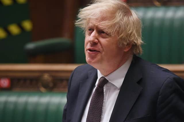 Handout photo issued by UK Parliament of Prime Minister Boris Johnson during Prime Minister's Questions at the House of Commons, London. Photo: UK Parliament/Jessica Taylor