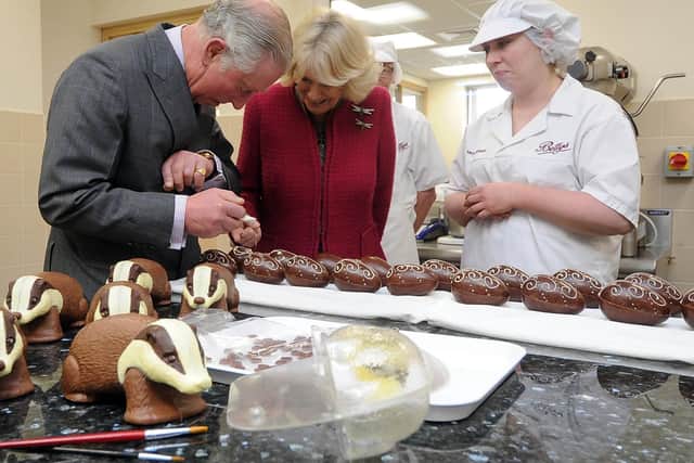 Prince Charles and the Duchess of Cornwall visiting the Bettys bakery