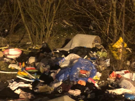 Some of the rubbish left behind by a group of travellers when they moved on from the Castlefield car park in Castleford
