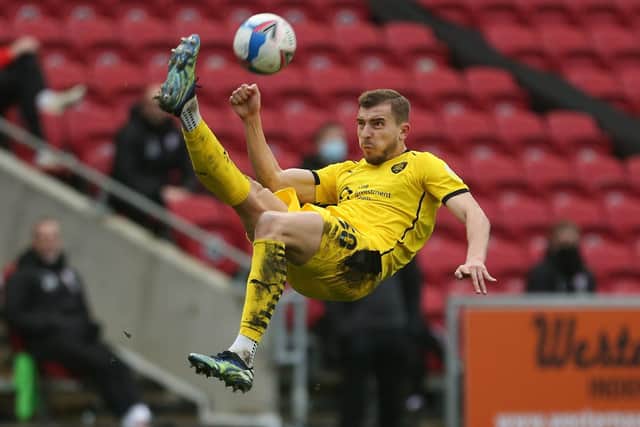 Barnsley's Michal Helik with an overhead kick during the Sky Bet Championship match at Ashton Gate, Bristol. Picture: Steven Paston/PA.