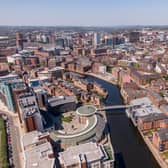 Aerial view of Leeds City Centre with river in view. PHoto: ©Vantage - stock.adobe.com