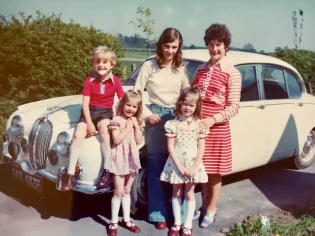 One of the family: A Jaguar 240 bought by racehorse trainer Neville Bycroft in 1968 to celebrate the birth of their third child is now the only one of its type to survive on British roads.