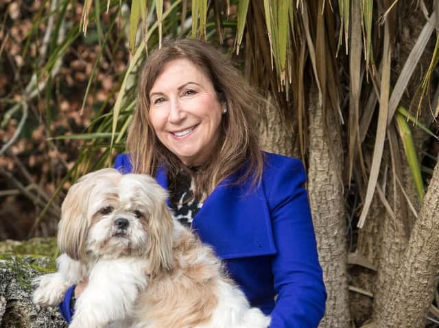 Kay Mellor with her dog, Happy. (Bruce Rollinson).