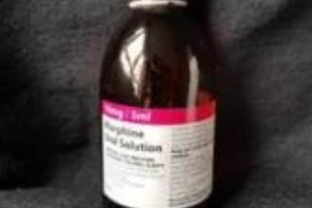 Morphine bottle similar to the ones stolen from a house in Bingley