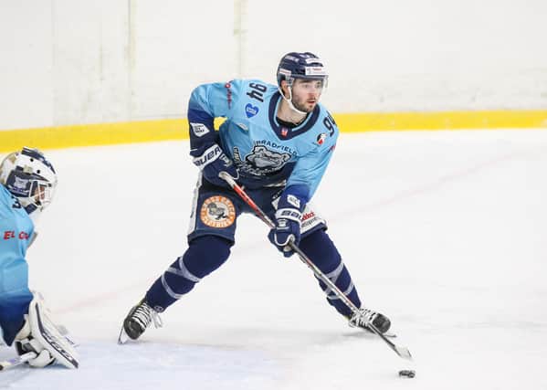 Liam Kirk scored a hat-trick as Sheffield Steeldogs ensured they ended their spring Cup campaign with a 100 per cent record by beating Swindon 5-4. Picture courtesy of Andy Bourke/Podium Prints.