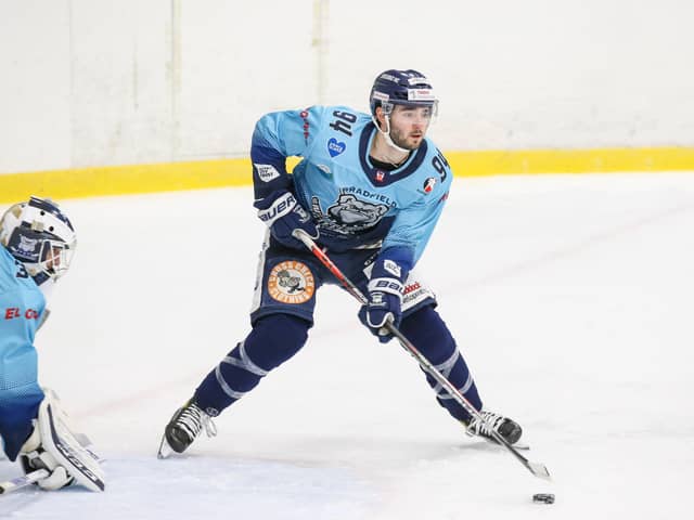 Liam Kirk scored a hat-trick as Sheffield Steeldogs ensured they ended their spring Cup campaign with a 100 per cent record by beating Swindon 5-4. Picture courtesy of Andy Bourke/Podium Prints.
