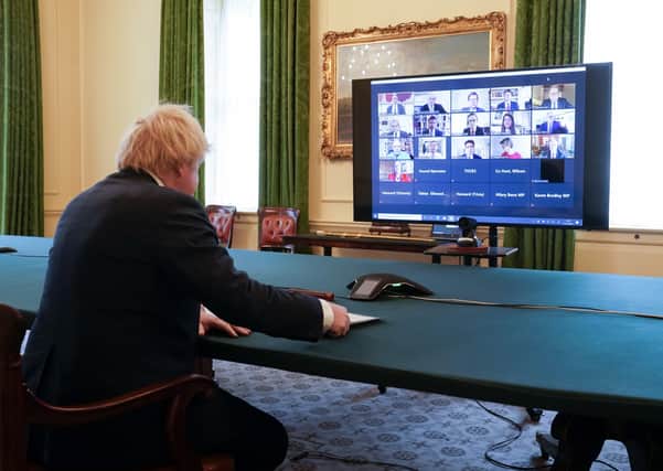 This was Boris Johnson meeting a Parliamentary committee remotely.