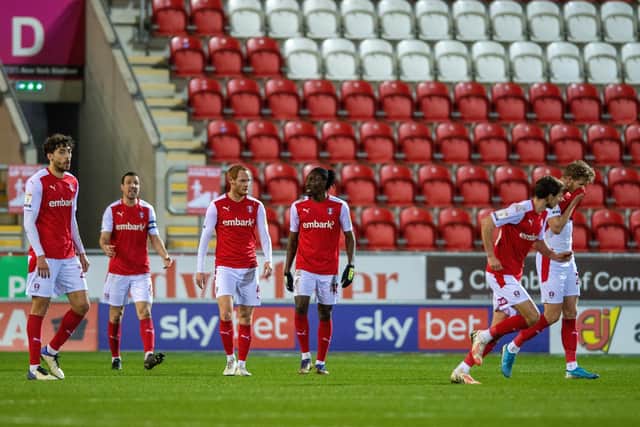 All about the mentality - Rotherham players following a goal for Watford (Picture: Bruce Rollinson)