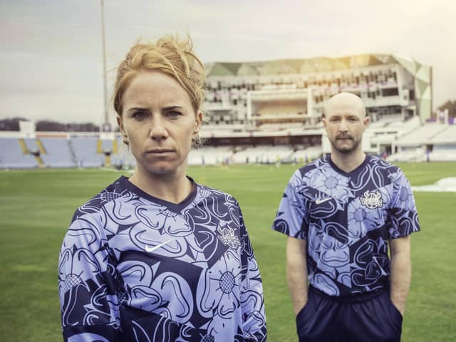 Kitted out: Yorkshire's Lauren Winfield-Hill and Adam Lyth in the Vitality Blast kit.