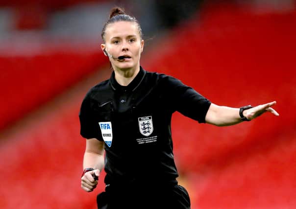 Referee Rebecca Welch: First female to be appointed to take charge of an EFL game, Harrogate Town v Port Vale on Easter Monday. Picture: Adam Davy/PA