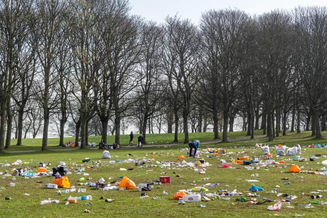 Litter left on Woodhouse Moor as the lockdown was eased - is this evidence of a wider societal decline in standards? Photo: James Hardisty.