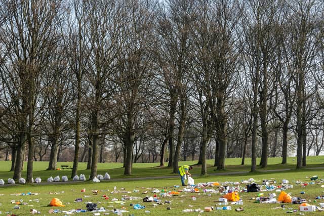 Some of the rubbish left behind on Woodhouse Moor.