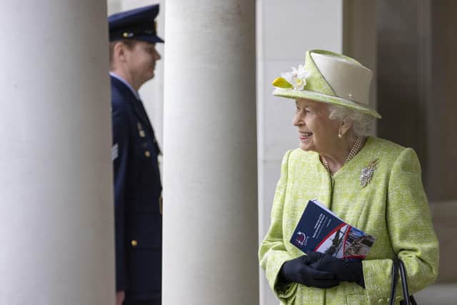 The Queen during a visit to the CWGC Air Forces Memorial in Runnymede, Surrey, to attend a service to mark the Centenary of the Royal Australian Air Force.
