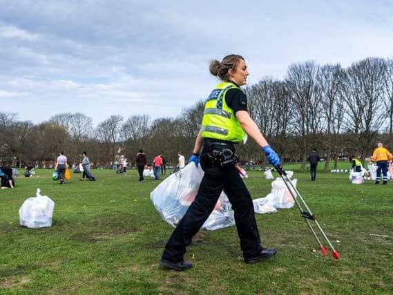 Police have assisted with the litter picking operation on Woodhouse Moor