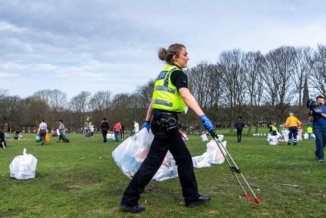 This was the clean-up operation in a Leeds park earlier this week. Photo: James Hardisty.