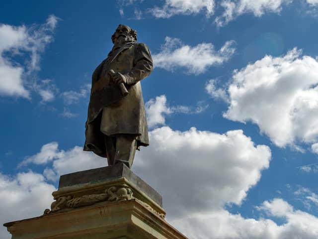 A statue of Sir Titus Salt in Roberts Park, Saltaire. Picture Bruce Rollinson