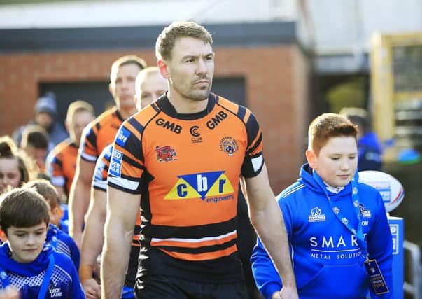 Castleford's Michael Shenton leads his team out. Picture: Chris Mangnall/SWpix.com