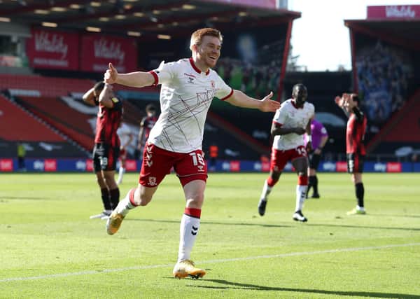 Middlesbrough's Duncan Watmore celebrates scoring. Picture: PA