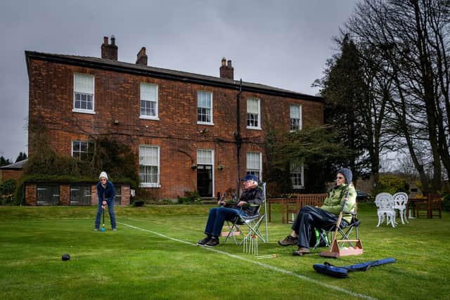 Club members practising on the lawns of Rowley Manor Hotel. Image: James Hardisty