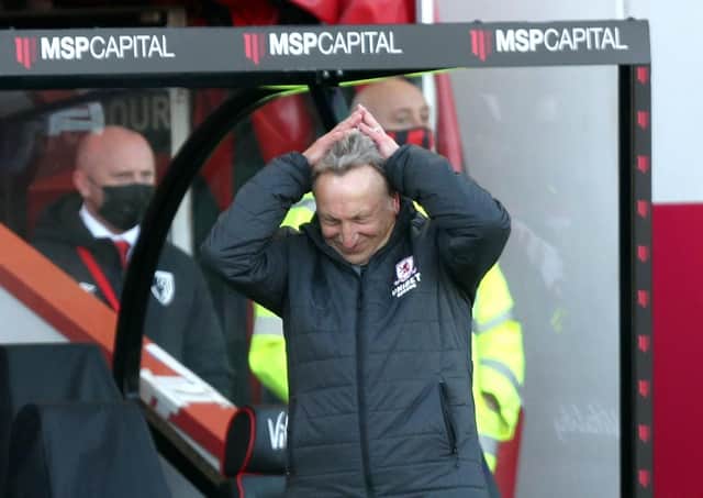 Frustrated: Middlesbrough manager Neil Warnock on the touchline at Bournemouth. Picture: PA