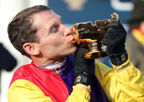 Richard Johnson celebrates the 2018 Gold Cup win of Native River.