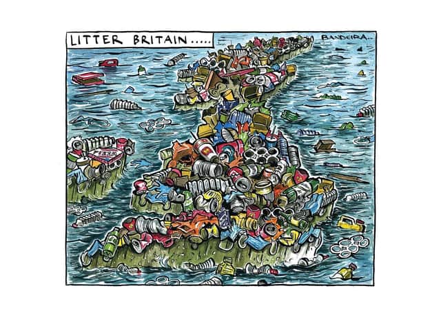 Graeme Bandeira's cartoon illustrating the country's litter epidemic.